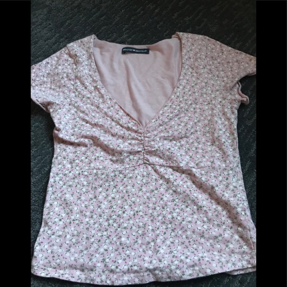 Brandy Melville Floral V Neck shirt